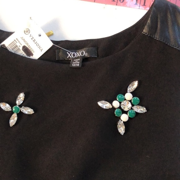 XOXO size 14 black sleeveless dress beaded over lay top back zip - Picture 8 of 11